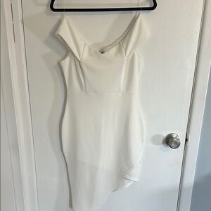 Fashion Nova Asymmetrical White Sheath Dress for Brides